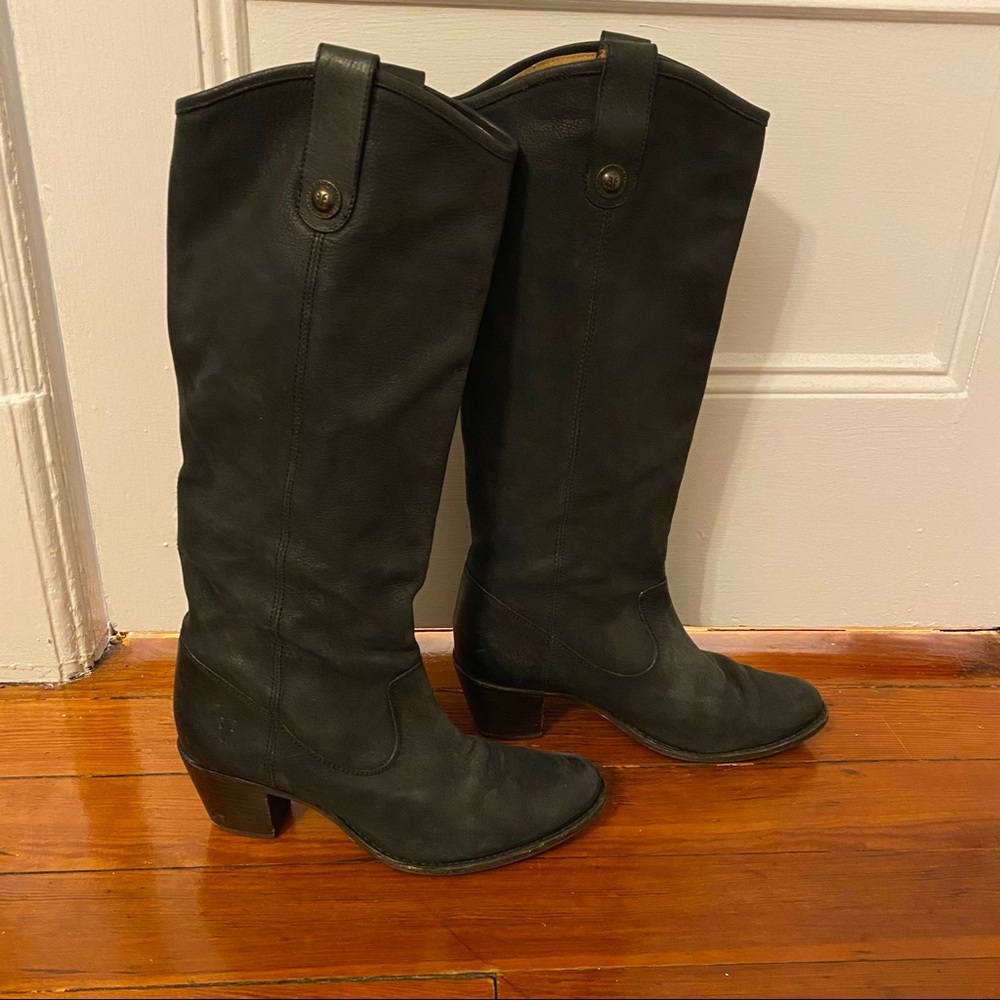 Frye Jackie Button Black Leather Boots 10 - Picture 2 of 11